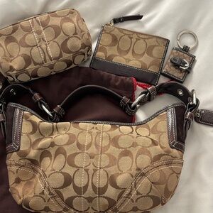 Coach Tan Signature Shoulder Bag Bundle